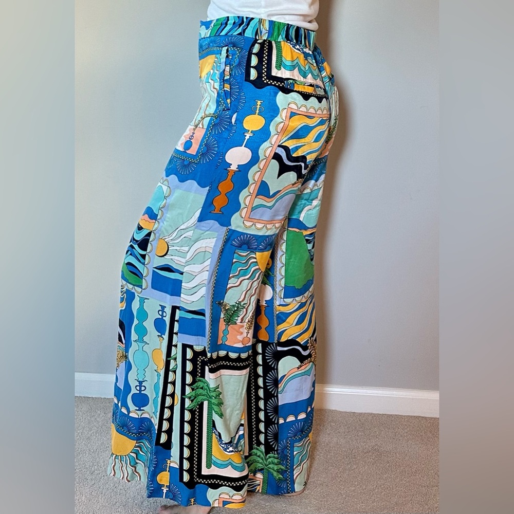 Wide leg resort print pants